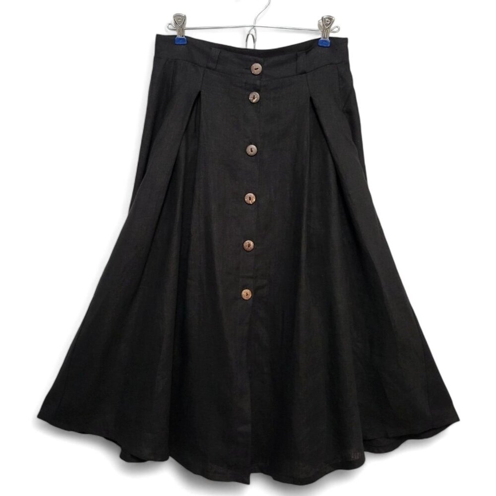 Elegant Black Button-Down Skirt